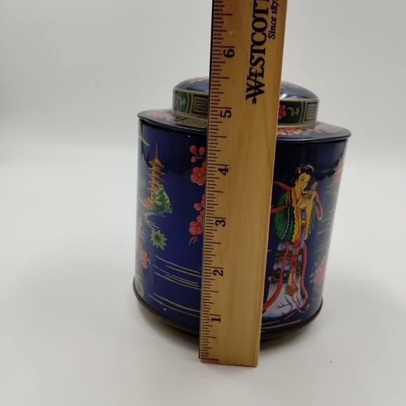 Japan Theme Tea Tin Daher Long Island Vintage Canister England 5.5" Tall w/Lid - Picture 14 of 14
